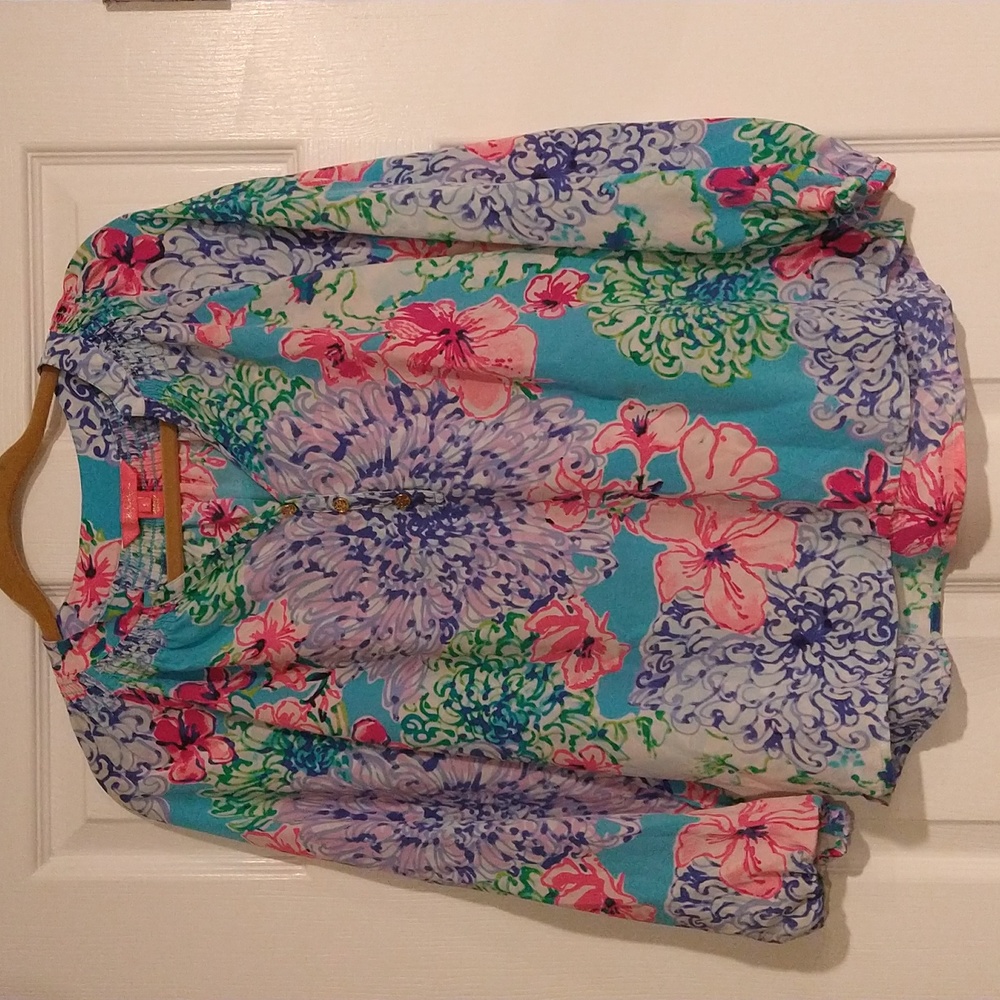 Lilly Pulitzer Silk Floral Silk Top Sz Small